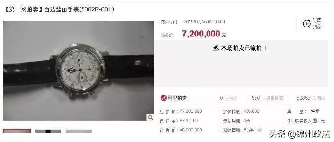 落马贪官720万元流拍的百达翡丽，有人买了
