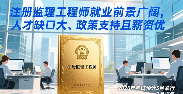 注册监理工程师就业前景广阔，人才缺口大、政策支持且薪资优