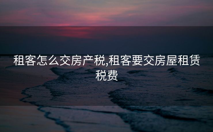 租客怎么交房产税,租客要交房屋租赁税费