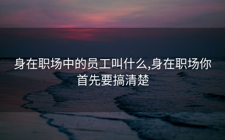 身在职场中的员工叫什么,身在职场你首先要搞清楚