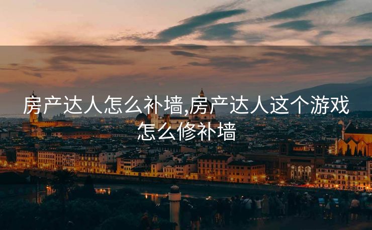 房产达人怎么补墙,房产达人这个游戏怎么修补墙 房产达人怎么补墙,房产达人这个游戏怎么修补墙