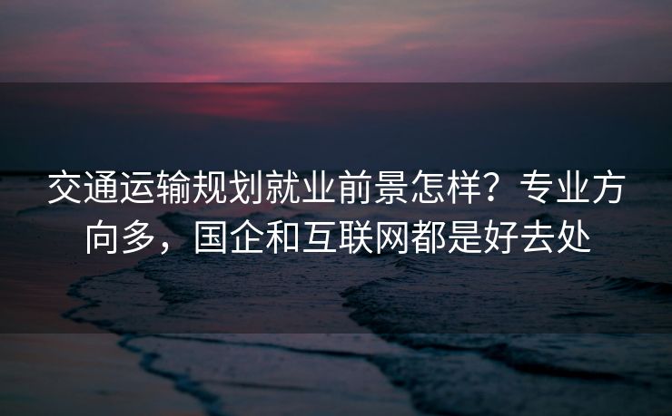 交通运输规划就业前景怎样？专业方向多，国企和互联网都是好去处