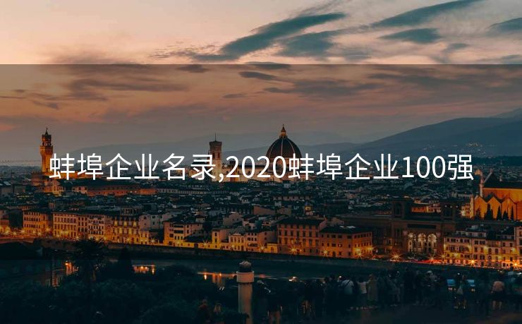 蚌埠企业名录,2020蚌埠企业100强