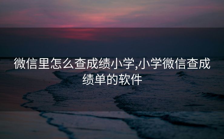 微信里怎么查成绩小学,小学微信查成绩单的软件