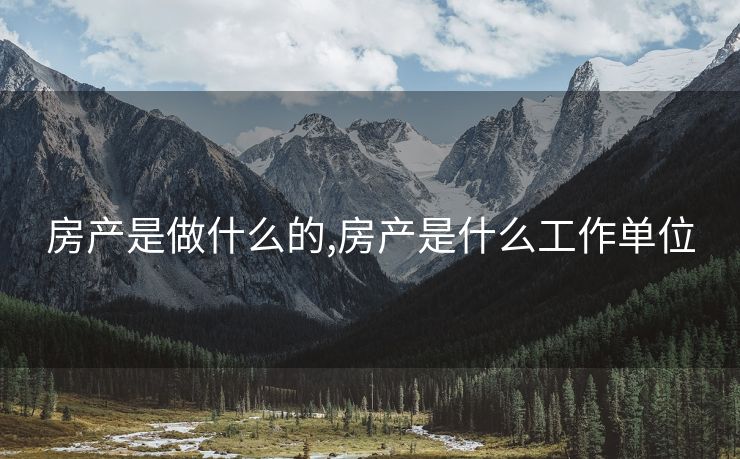 房产是做什么的,房产是什么工作单位
