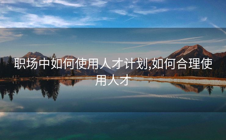 职场中如何使用人才计划,如何合理使用人才