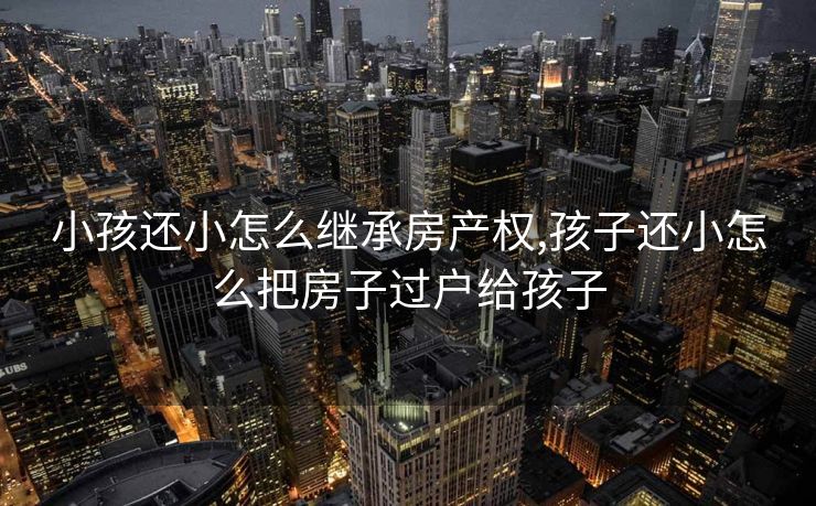 小孩还小怎么继承房产权,孩子还小怎么把房子过户给孩子