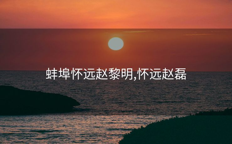 蚌埠怀远赵黎明,怀远赵磊