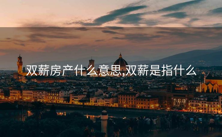 双薪房产什么意思,双薪是指什么
