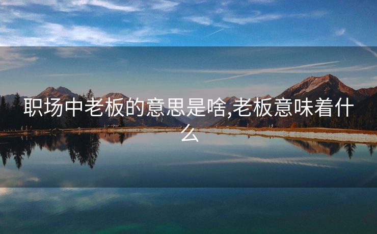 职场中老板的意思是啥,老板意味着什么