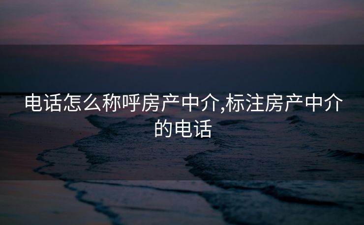 电话怎么称呼房产中介,标注房产中介的电话