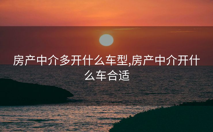 房产中介多开什么车型,房产中介开什么车合适