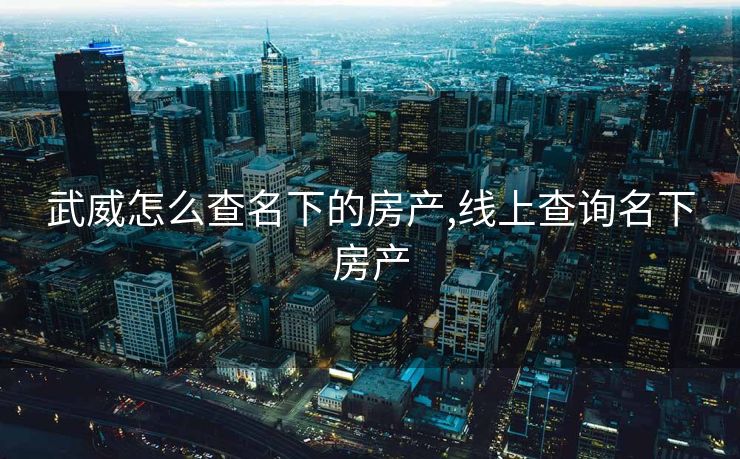 武威怎么查名下的房产,线上查询名下房产