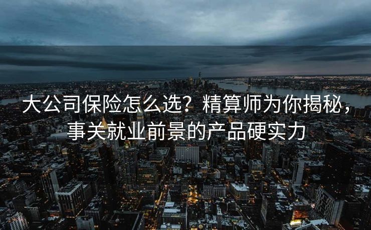大公司保险怎么选？精算师为你揭秘，事关就业前景的产品硬实力