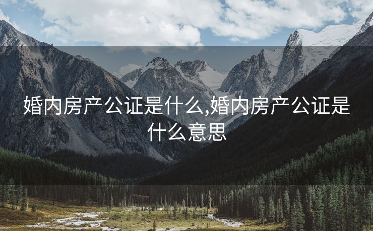 婚内房产公证是什么,婚内房产公证是什么意思