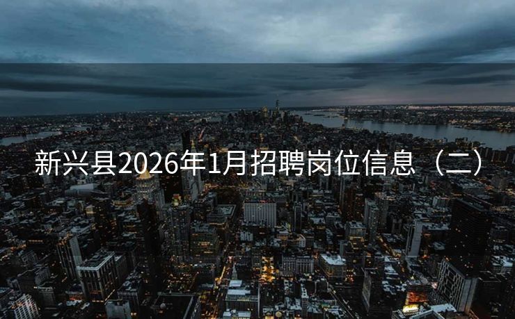 新兴县2026年1月招聘岗位信息（二）