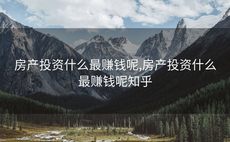 房产投资什么最赚钱呢,房产投资什么最赚钱呢知乎 房产投资什么最赚钱呢,房产投资什么最赚钱呢知乎