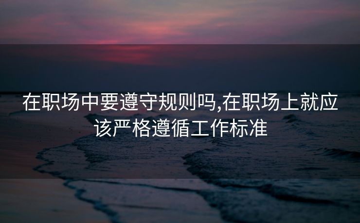 在职场中要遵守规则吗,在职场上就应该严格遵循工作标准
