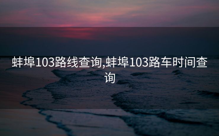 蚌埠103路线查询,蚌埠103路车时间查询