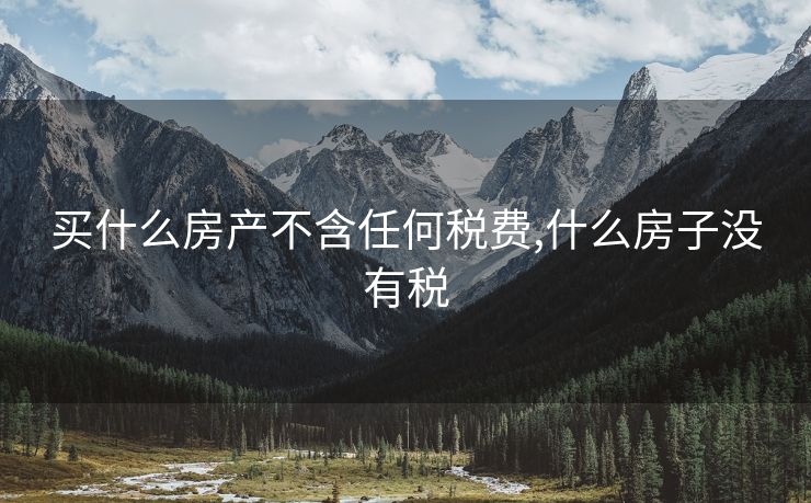 买什么房产不含任何税费,什么房子没有税