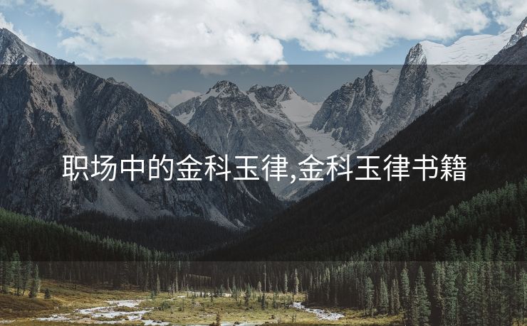 职场中的金科玉律,金科玉律书籍