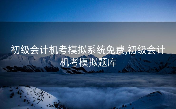 初级会计机考模拟系统免费,初级会计机考模拟题库