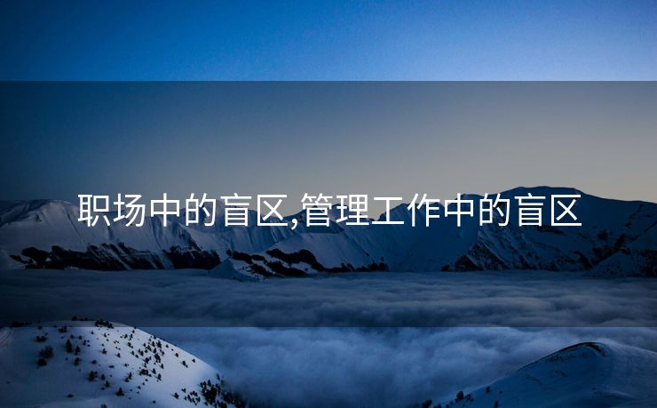 职场中的盲区,管理工作中的盲区