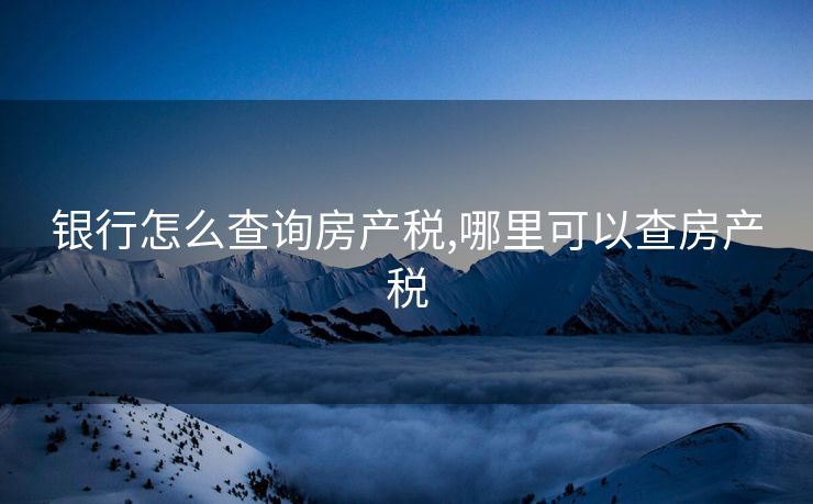 银行怎么查询房产税,哪里可以查房产税