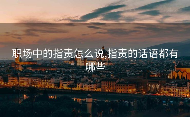 职场中的指责怎么说,指责的话语都有哪些