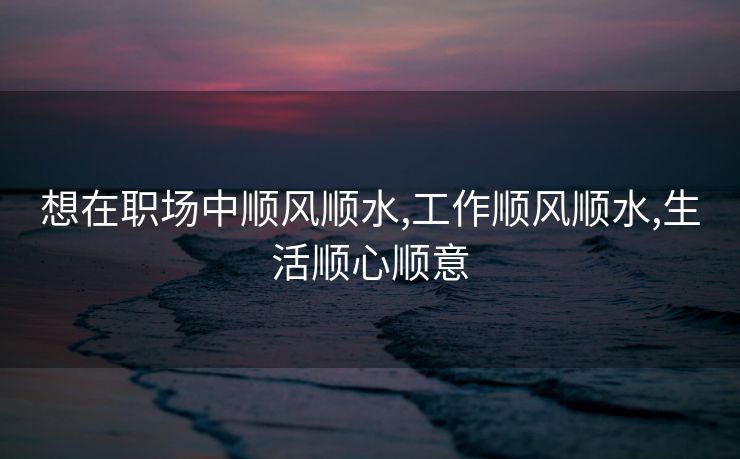 想在职场中顺风顺水,工作顺风顺水,生活顺心顺意