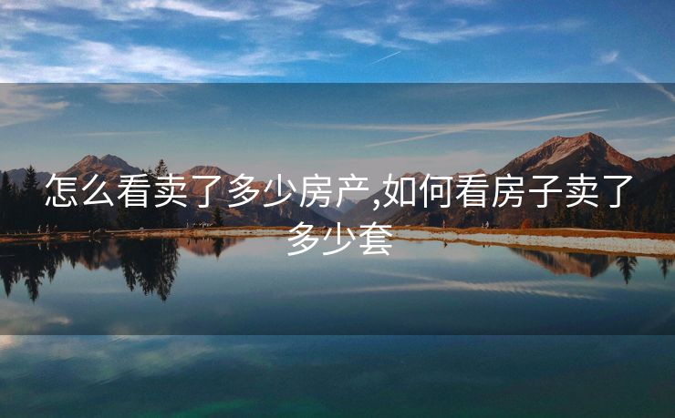怎么看卖了多少房产,如何看房子卖了多少套