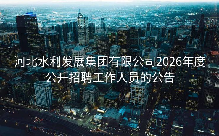 河北水利发展集团有限公司2026年度公开招聘工作人员的公告
