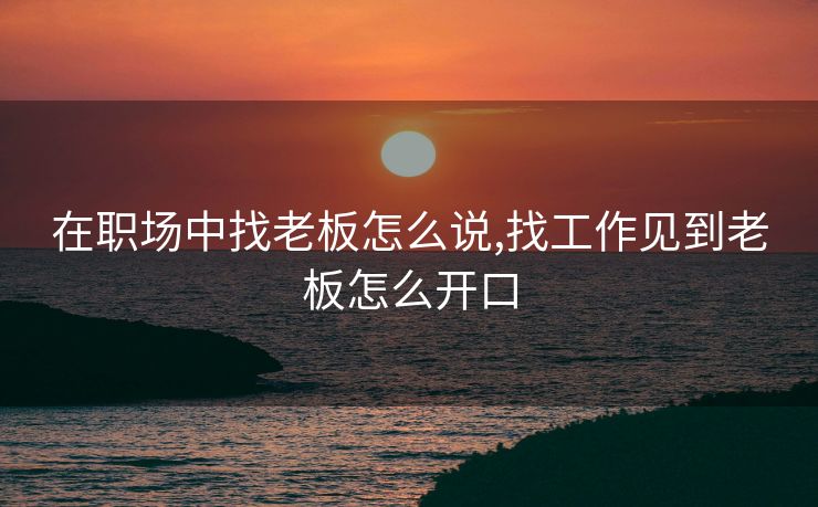 在职场中找老板怎么说,找工作见到老板怎么开口