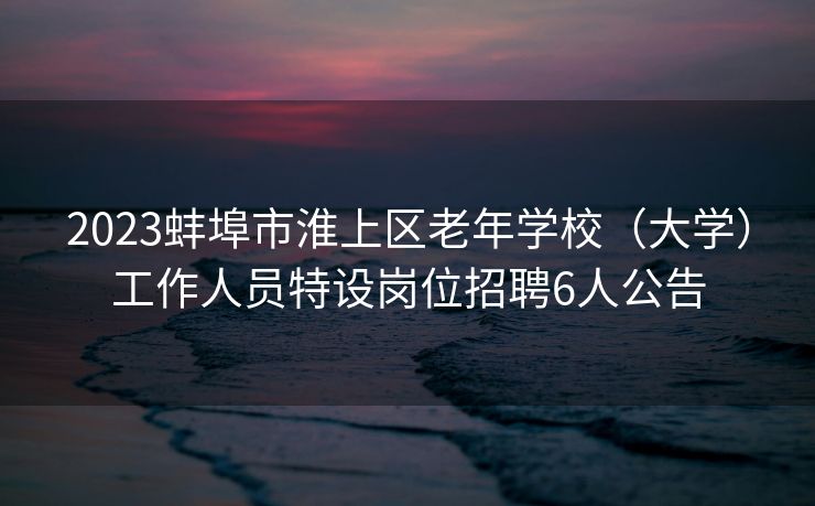 2023蚌埠市淮上区老年学校（大学）工作人员特设岗位招聘6人公告