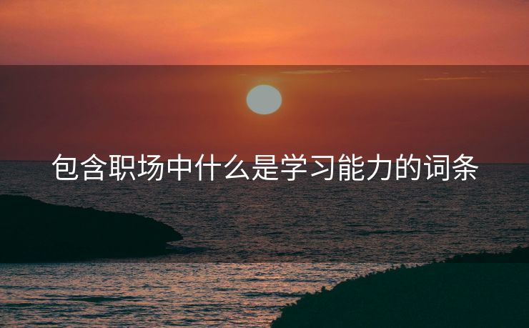 包含职场中什么是学习能力的词条