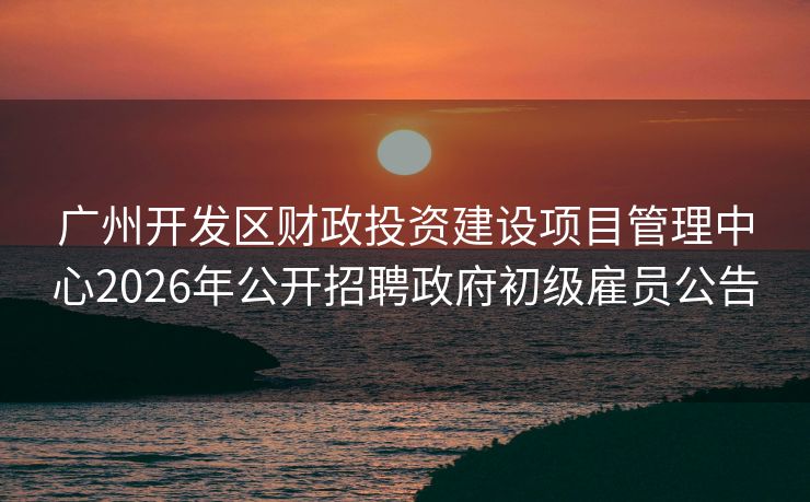 广州开发区财政投资建设项目管理中心2026年公开招聘政府初级雇员公告