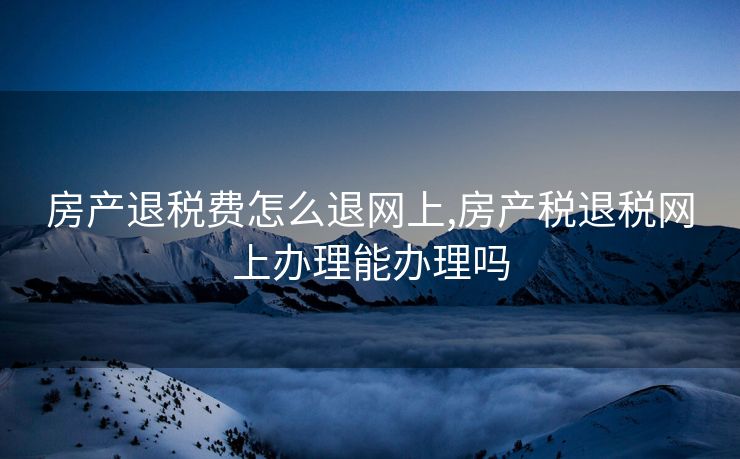 房产退税费怎么退网上,房产税退税网上办理能办理吗