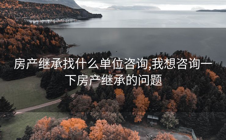 房产继承找什么单位咨询,我想咨询一下房产继承的问题