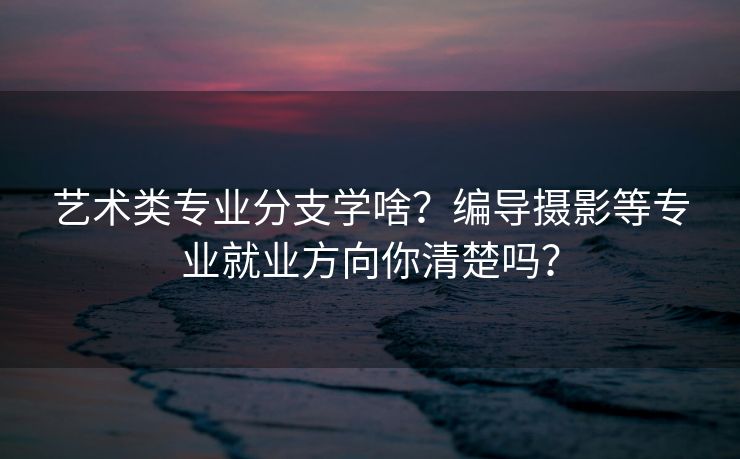 艺术类专业分支学啥？编导摄影等专业就业方向你清楚吗？