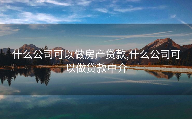 什么公司可以做房产贷款,什么公司可以做贷款中介