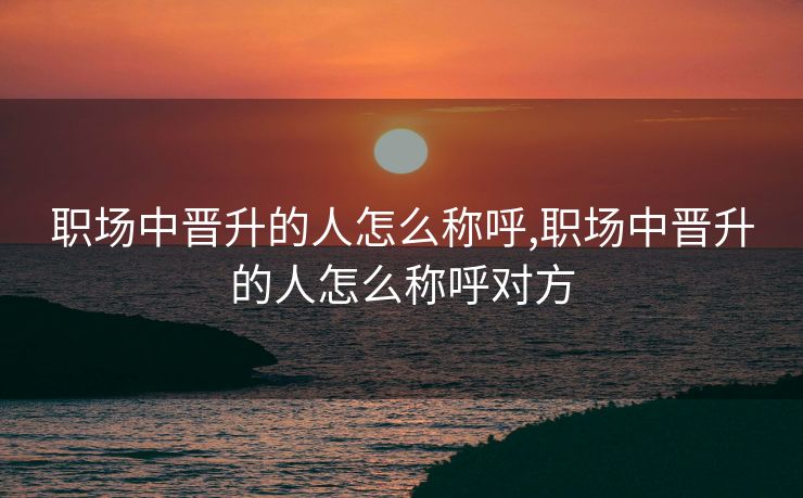 职场中晋升的人怎么称呼,职场中晋升的人怎么称呼对方