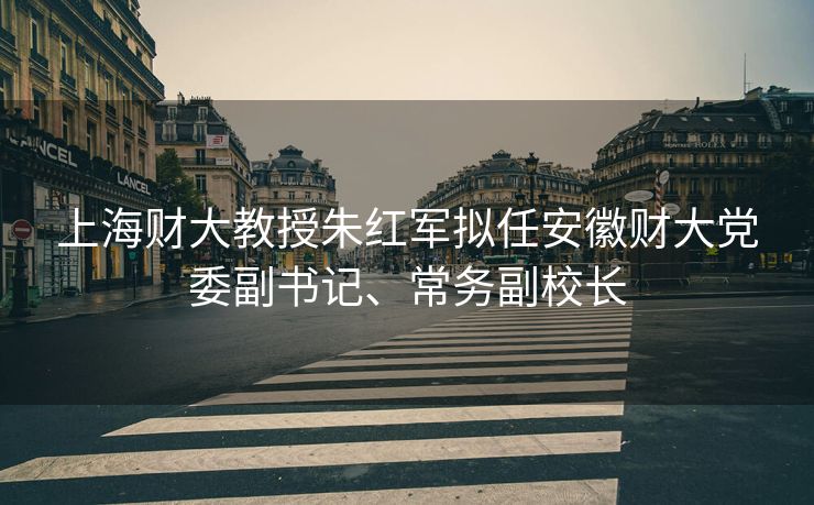 上海财大教授朱红军拟任安徽财大党委副书记、常务副校长
