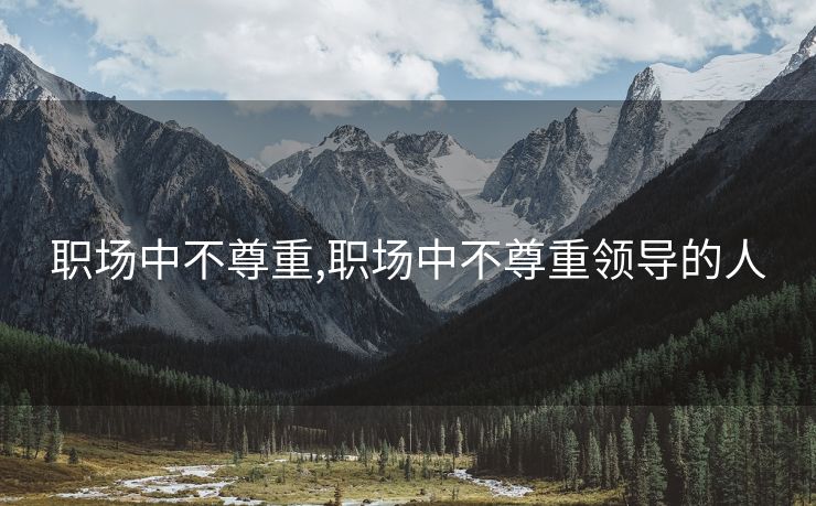 职场中不尊重,职场中不尊重领导的人