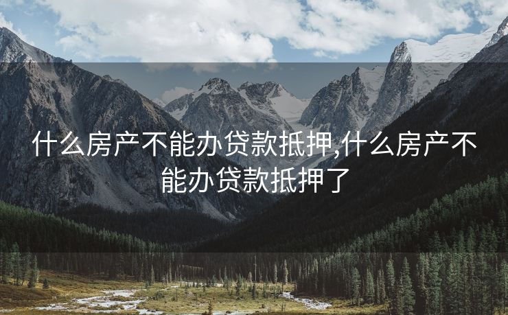 什么房产不能办贷款抵押,什么房产不能办贷款抵押了
