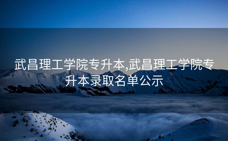 武昌理工学院专升本,武昌理工学院专升本录取名单公示