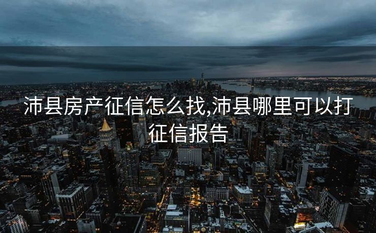 沛县房产征信怎么找,沛县哪里可以打征信报告