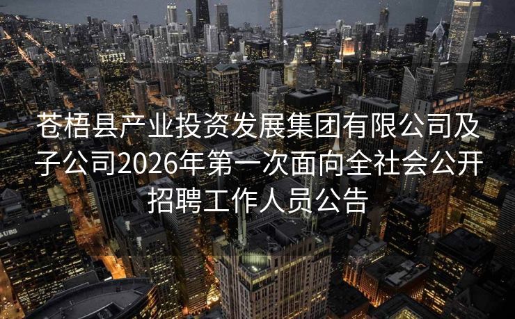 苍梧县产业投资发展集团有限公司及子公司2026年第一次面向全社会公开招聘工作人员公告