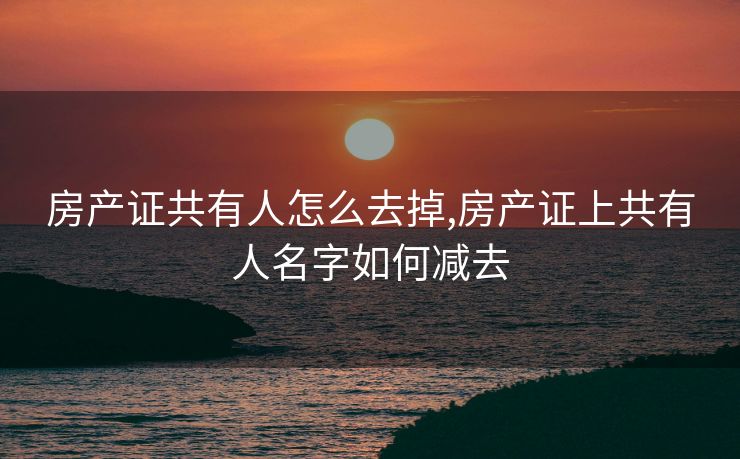 房产证共有人怎么去掉,房产证上共有人名字如何减去