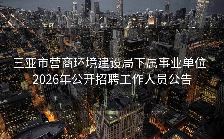 三亚市营商环境建设局下属事业单位  2026年公开招聘工作人员公告